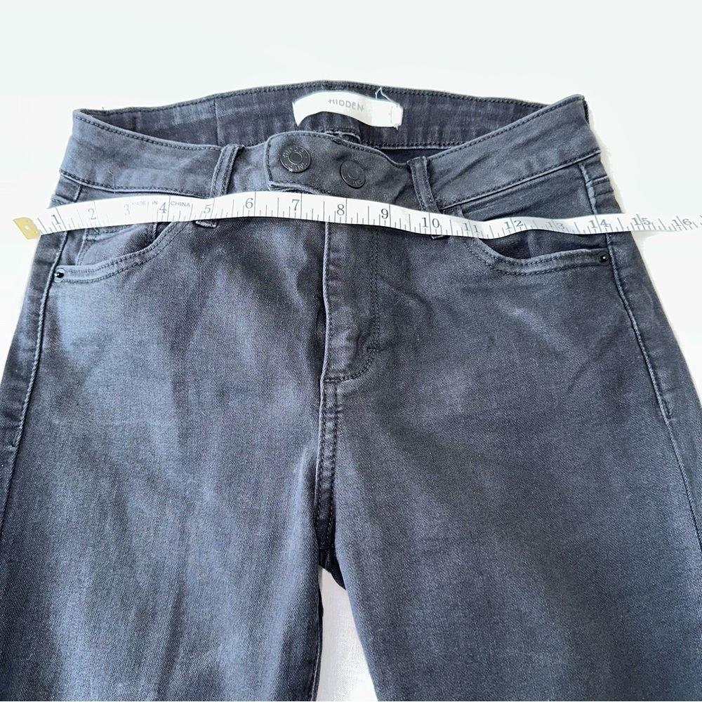 Hidden Jeans Black Coated Straight Leg High Rise Zip Ankle Size 25 NWOT - Picture 2 of 6